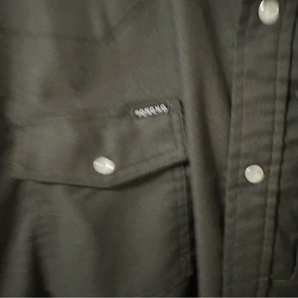 Poncho Laramie Western Performance Flannel Long Sleeve Pearl Snap Shirt Gray-XL - Picture 5 of 12